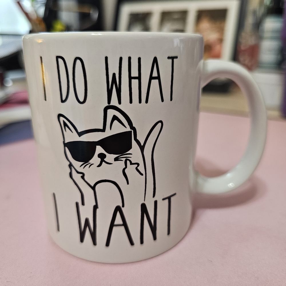 White Cat Attitude Mug